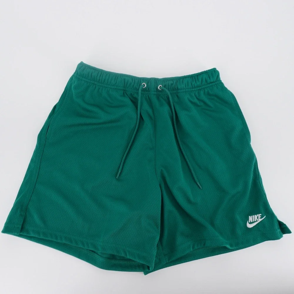 Nike Mens Mesh Flow Athletic Shorts Green Standard Fit Above Knee Small NEW
